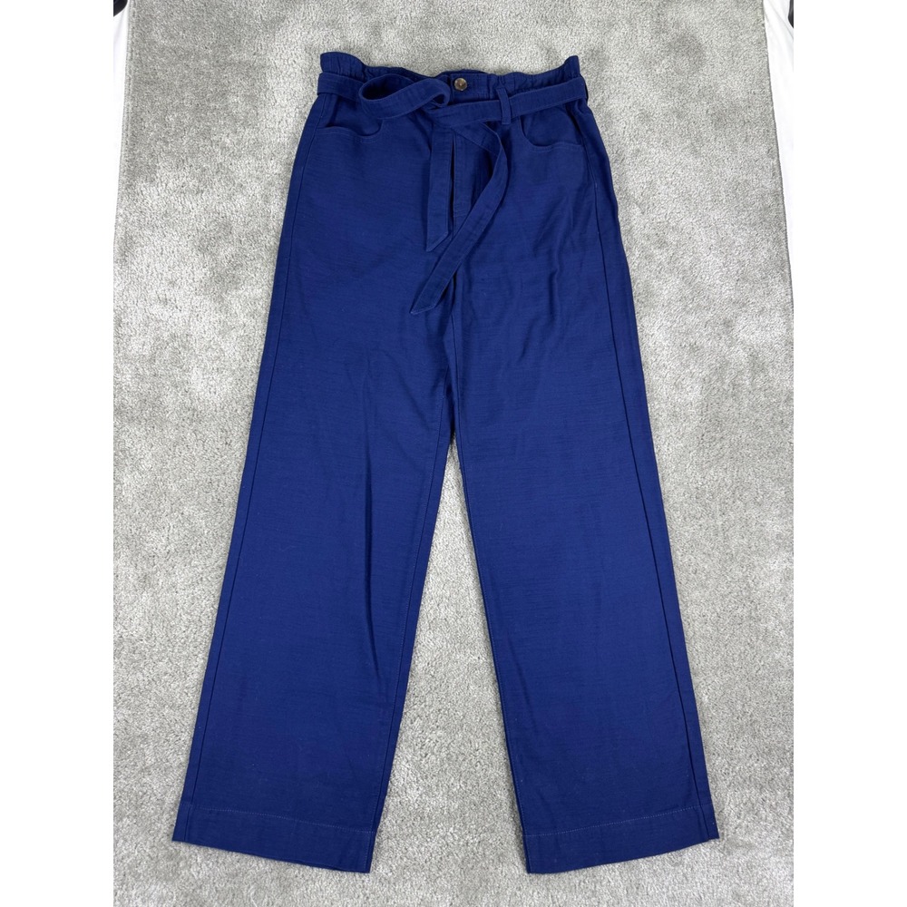 J.Crew Blue Cotton Paperbag Waist Wide Leg Pants CL241 Size 4 NWT